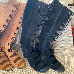 Franco Sarto black suede lace up boots 8 NEW